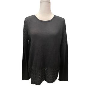 89th + Madison Black‎ Seeater With Basket Knit Sz Large